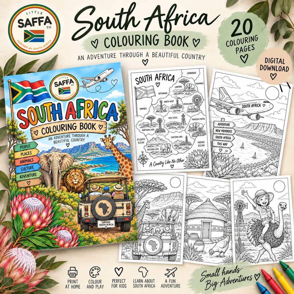 South Africa Colouring Book by Little SAFFA Co. - Digital Product no Physical Book.