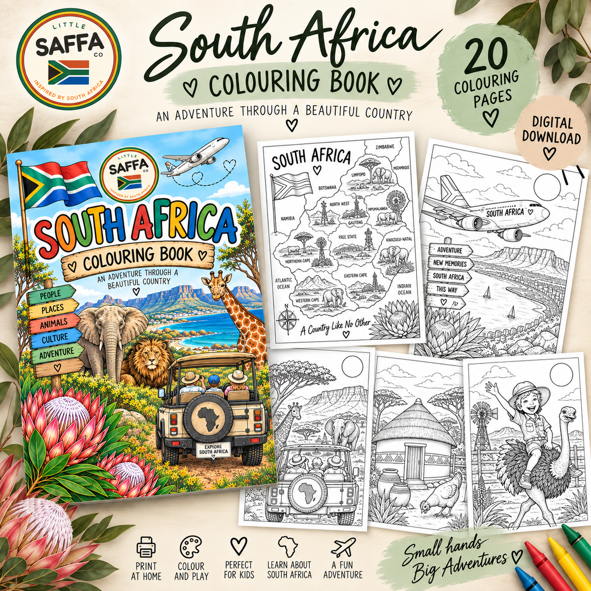 South Africa Colouring Book by Little SAFFA Co. - Digital Product no Physical Book.